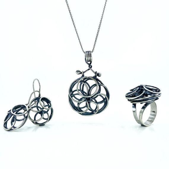 Spiral, Spiral Filigree Art Handmade Authentic Silver Set Set - photo 1