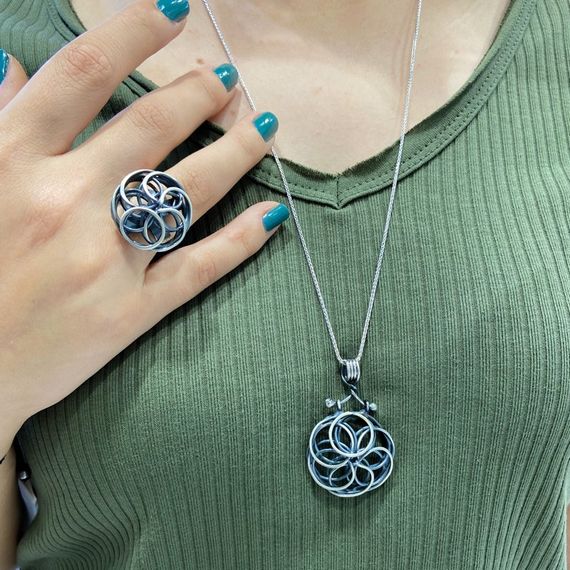 Spiral, Spiral Filigree Art Handmade Authentic Silver Set Set - photo 2