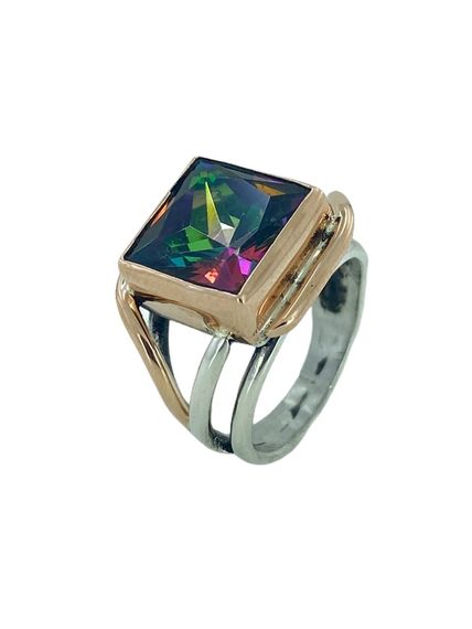 Baguette Mystic Topaz Hand Made Special Design 925 Sterling Silver Ring - photo 3