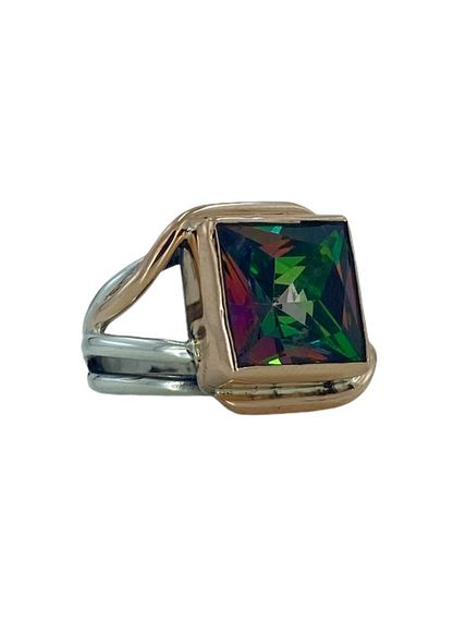 Baguette Mystic Topaz Hand Made Special Design 925 Sterling Silver Ring - photo 4