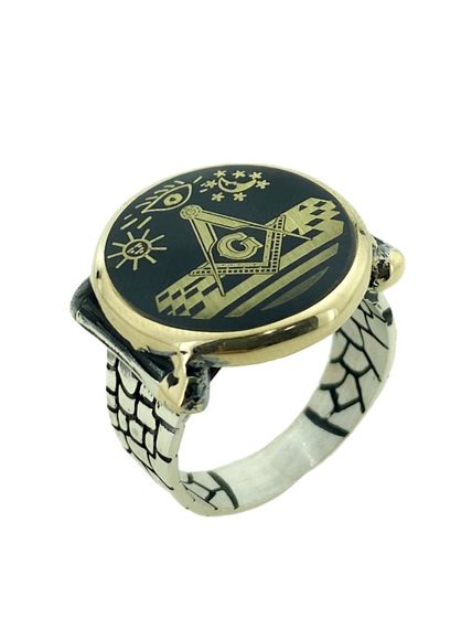 Masonic Illuminati Symbol Hand Production Design 925 Sterling Silver Ring - photo 3