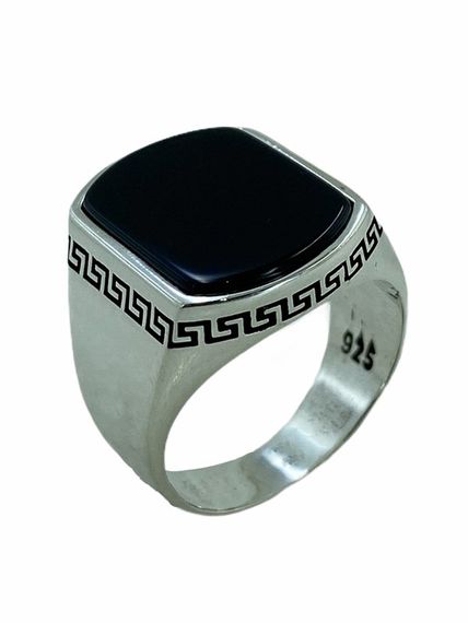 Top Quality Simple Stylish Black Onyx Stone 925 Sterling Silver Men's Ring - photo 2