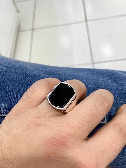 Top Quality Simple Stylish Black Onyx Stone 925 Sterling Silver Men's Ring - photo 4