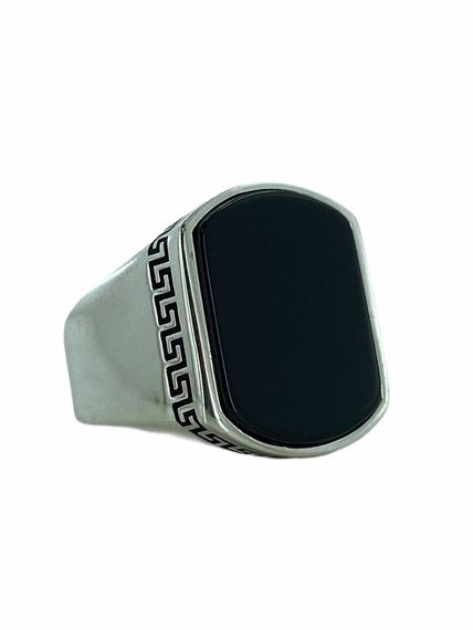 Top Quality Simple Stylish Black Onyx Stone 925 Sterling Silver Men's Ring - photo 3