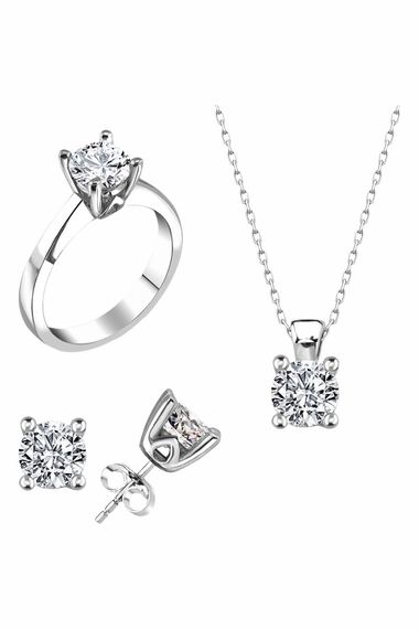 Сертифицированный комплект украшений Swarovski из 925-й серебра с одним камнем, вес 9,60 г, длина цепочки 45 см - фото 1