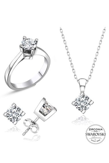 Сертифицированный комплект из 925-ой серебра с одним камнем Swarovski, вес 11 г, цепочка 45 см, высокое качество и безупречная отделка - фото 2