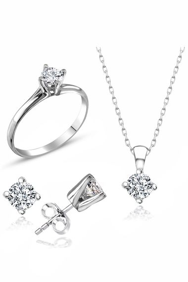 Certified Swarovski Stone Elegant Solitaire 925 Silver Set Set - photo 1