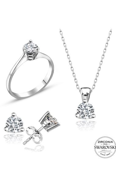 Сертификатированный набор Swarovski из серебра 925 с одним камнем, высочайшее качество, идеальная отделка, вес 8,80 г, цепочка 45 см - фото 2