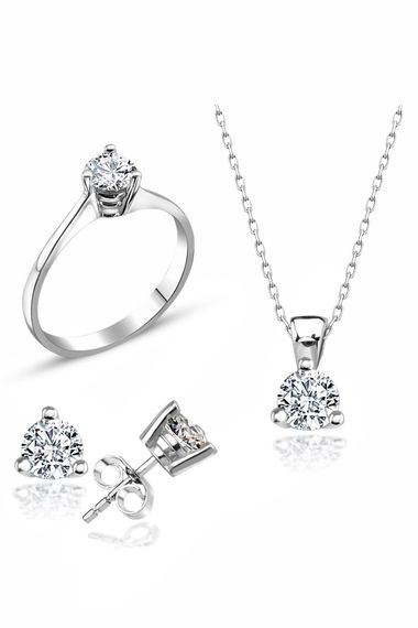 Сертификатированный набор Swarovski из серебра 925 с одним камнем, высочайшее качество, идеальная отделка, вес 8,80 г, цепочка 45 см - фото 1