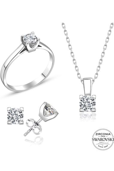 Certified Swarovski Tiny Solitaire 925 Silver Set Set - photo 2