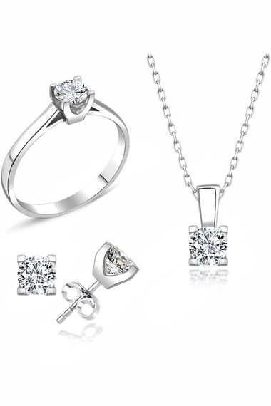 Certified Swarovski Tiny Solitaire 925 Silver Set Set - photo 1