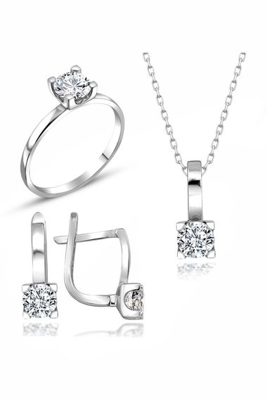 Certified Swarovski Solitaire 925 Silver Set Set - photo 1