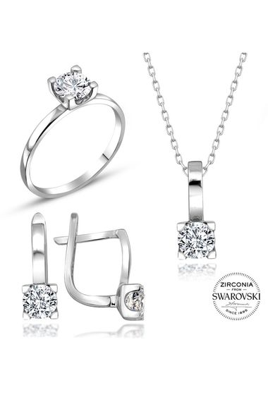 Certified Swarovski Solitaire 925 Silver Set Set - photo 2