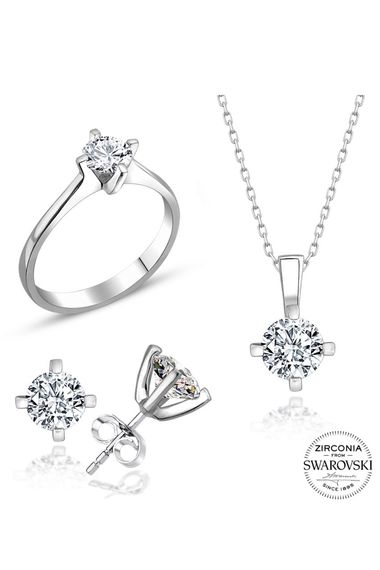 Certified Swarovski 3 mm Solitaire 925 Silver Set Set - photo 2