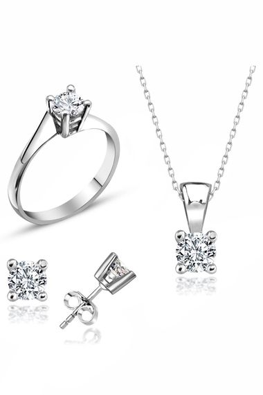 Certified Swarovski 3 mm Solitaire 925 Silver Set Set - photo 1