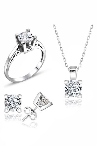 Certified Swarovski Special Mounted Solitaire 925 Silver Set - photo 1