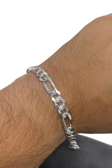 7 mm 17 gr Figaro Legendary Model 925 Sterling Silver Men's Bracelet