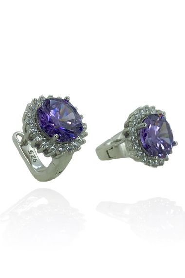 Oval Amethyst Stone Casual Sport Stylish 925 Silver Set Suit - photo 2