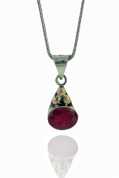 Natural Ruby Stone Hand Made Authentic 925 Silver Set Set - photo 2