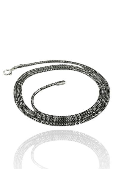 Thin 60 cm Foxtail 925 Sterling Silver Necklace - photo 2