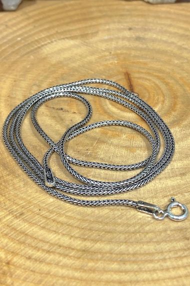 Thin 60 cm Foxtail 925 Sterling Silver Necklace - photo 1