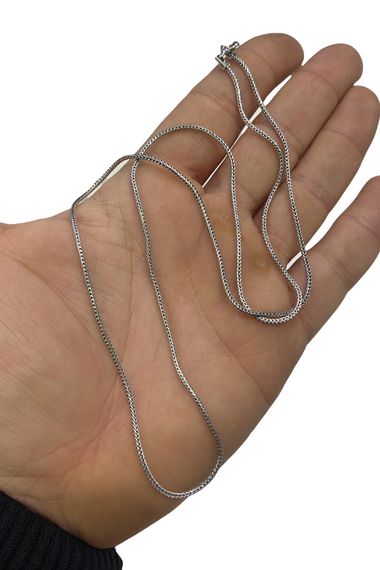 Thin 60 cm Foxtail 925 Sterling Silver Necklace - photo 4