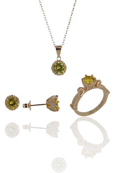 Italy Quality Princess Crown Yellow Topaz 925 Silver Set Set - photo 2