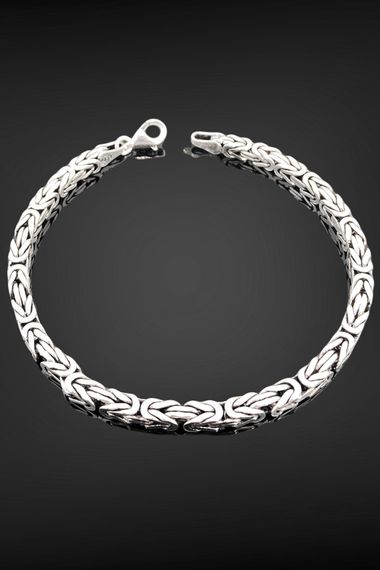 King Chain 18,50 gr 21 cm 3.50 mm Angular 925 Sterling Silver Men's Bracelet