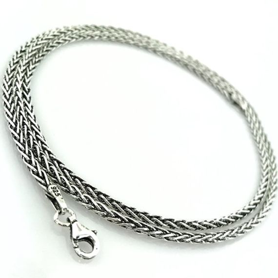 Ideal Length 65 cm Foxtail 3 mm Silver Men's Chain Necklace - photo 1