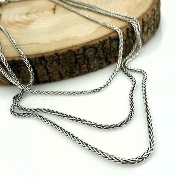 Ideal Length 65 cm Foxtail 3 mm Silver Men's Chain Necklace - photo 3