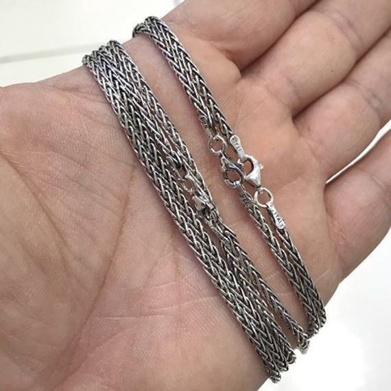 Ideal Length 65 cm Foxtail 3 mm Silver Men's Chain Necklace - photo 4