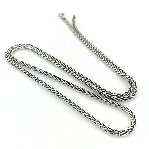 Ideal Length 65 cm Foxtail 3 mm Silver Men's Chain Necklace - photo 2