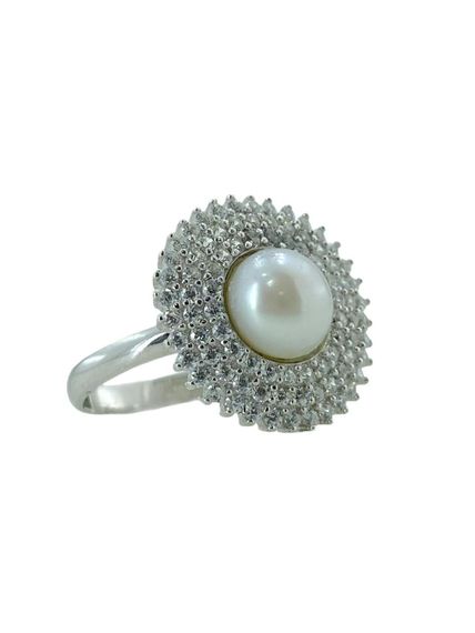 New Gold Model 925 Sterling Silver Ring With Pearl Stone - photo 3