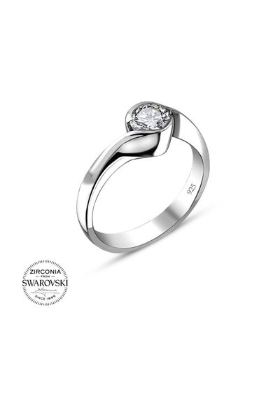 Сертифіковане кільце Swarovski з 925 срібла, модель із дизайном, вага 4,20 г, білий родій, гарантія 1 рік. - фото 2