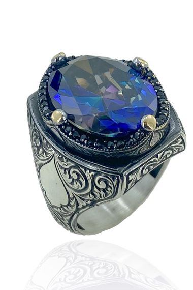 Mystic Topaz Handmade 925 Sterling Silver Men's Ring - photo 1