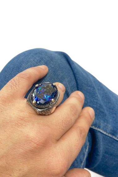 Mystic Topaz Handmade 925 Sterling Silver Men's Ring - photo 4