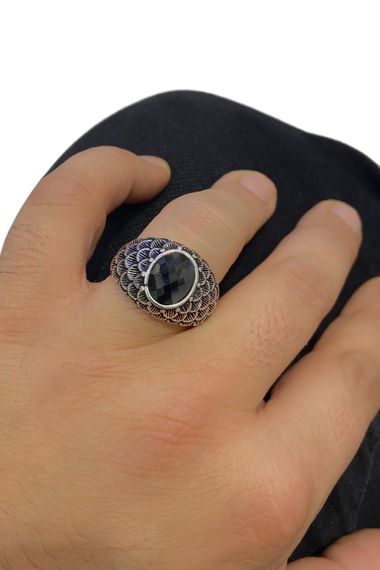 Black Onyx Stone Eagle Pattern 925 Sterling Silver Ring - photo 3