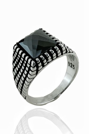 Baguette Onyx Stone Simple Stylish 925 Sterling Silver Men's Ring - photo 1