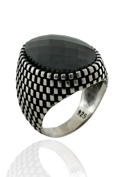 Oval Onyx Black Stone Very Stylish Top Quality 925 Sterling Silver Men's Ring - photo 1