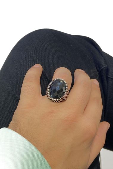 Oval Onyx Black Stone Very Stylish Top Quality 925 Sterling Silver Men's Ring - photo 4