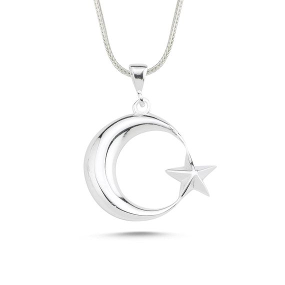 К necklace "Ay Yıldız" 60 см з 925 стерлінгового срібла, без каменів, місцеве виробництво, високоякісний дизайн