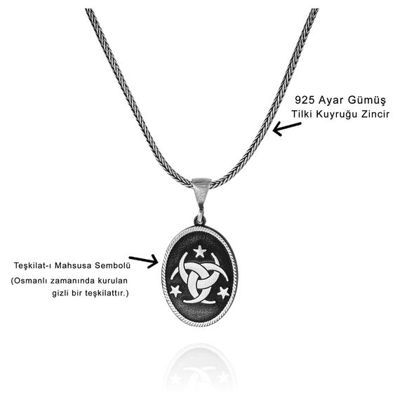 Organization Special Myth Secret Service Symbol 60 cm 925 Sterling Silver Necklace