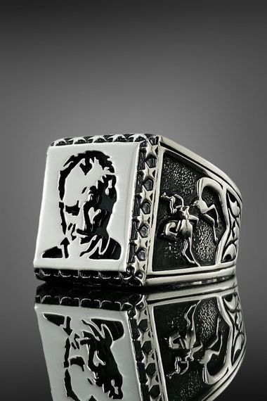 Atatürk Anıtkabir and Samsun Themed 925 Sterling Silver Men's Ring - photo 2