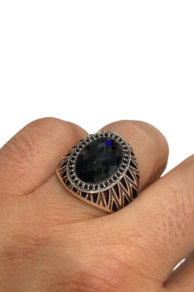 925 Sterling Silver Simple Daily Black Onyx Men's Ring