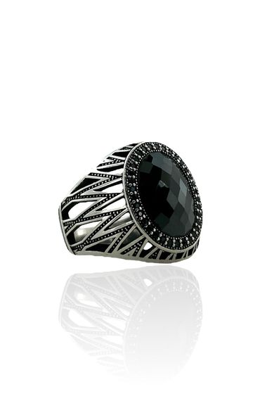 925 Sterling Silver Simple Daily Black Onyx Men's Ring