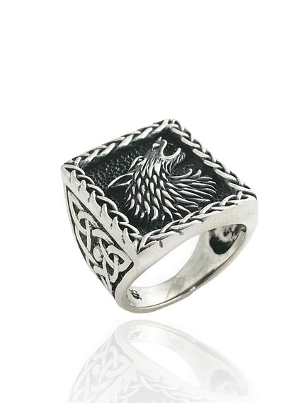 925 Sterling Silver Wolf Head Special Design Stone Free Men's Ring - photo 2