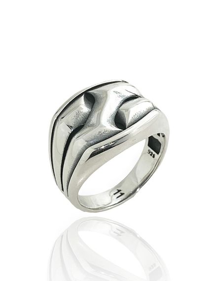 925 Sterling Silver Embossed Stone Free Special Model Men's Ring - photo 2