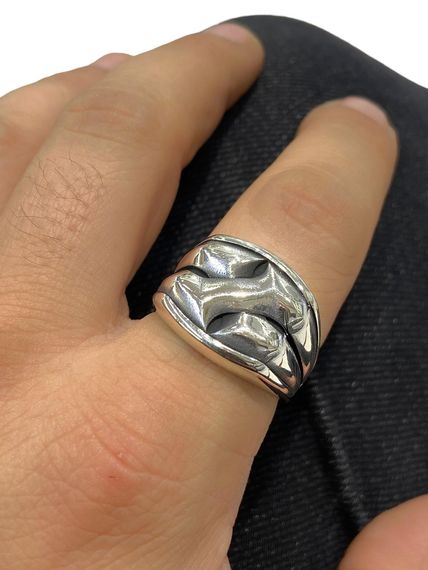 925 Sterling Silver Embossed Stone Free Special Model Men's Ring - photo 3