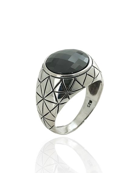 925 Sterling Silver Plain Plain Onyx Stone Men's Ring - photo 1