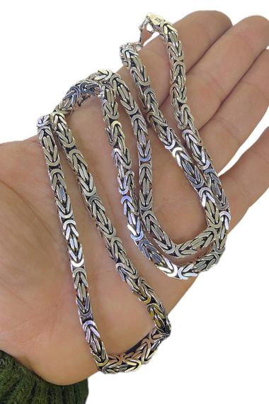 King Chain 91 gr 70 cm 5 mm Cornered 925 Silver Men's Necklace - photo 3